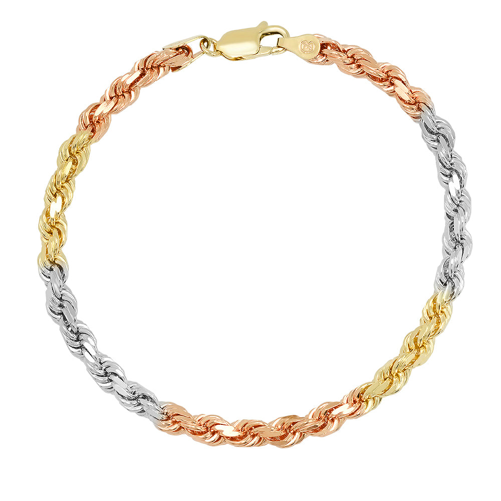 14k Gold Heart Bracelet Tricolor Rose White and Yellow - Ruby Lane
